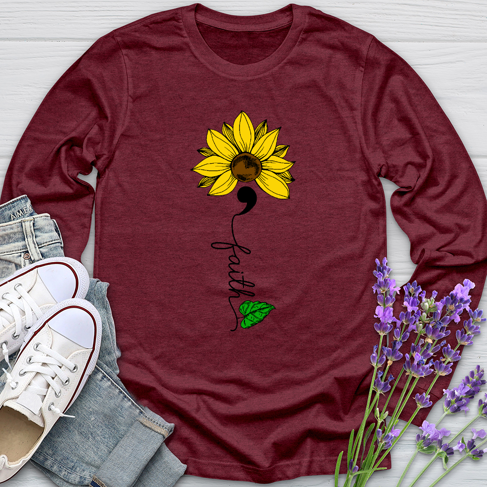 Faith Semicolon Sunflower Long Sleeve Tee