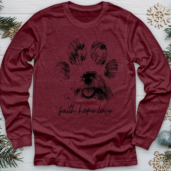 Faith Paw Print Face Long Sleeve Tee