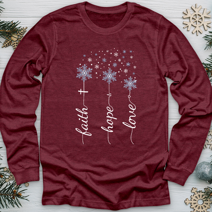 Faith Hope Love Snowflakes Long Sleeve Tee