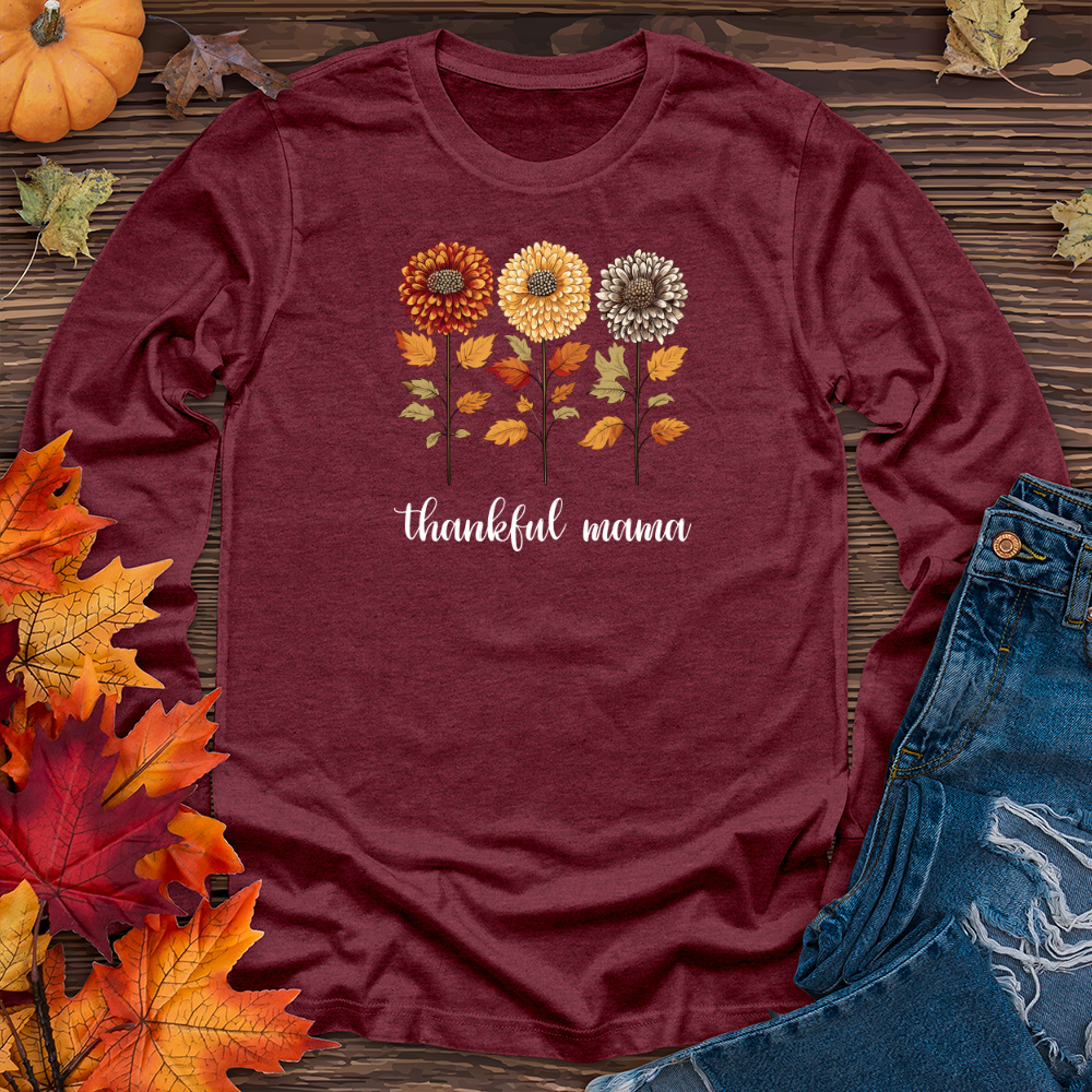 Retro Playful Autumn Mum Trio Long Sleeve Tee