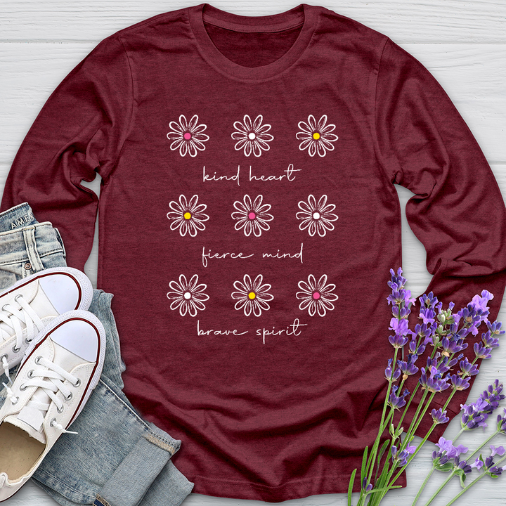 Kind Heart White Daisies Long Sleeve Tee