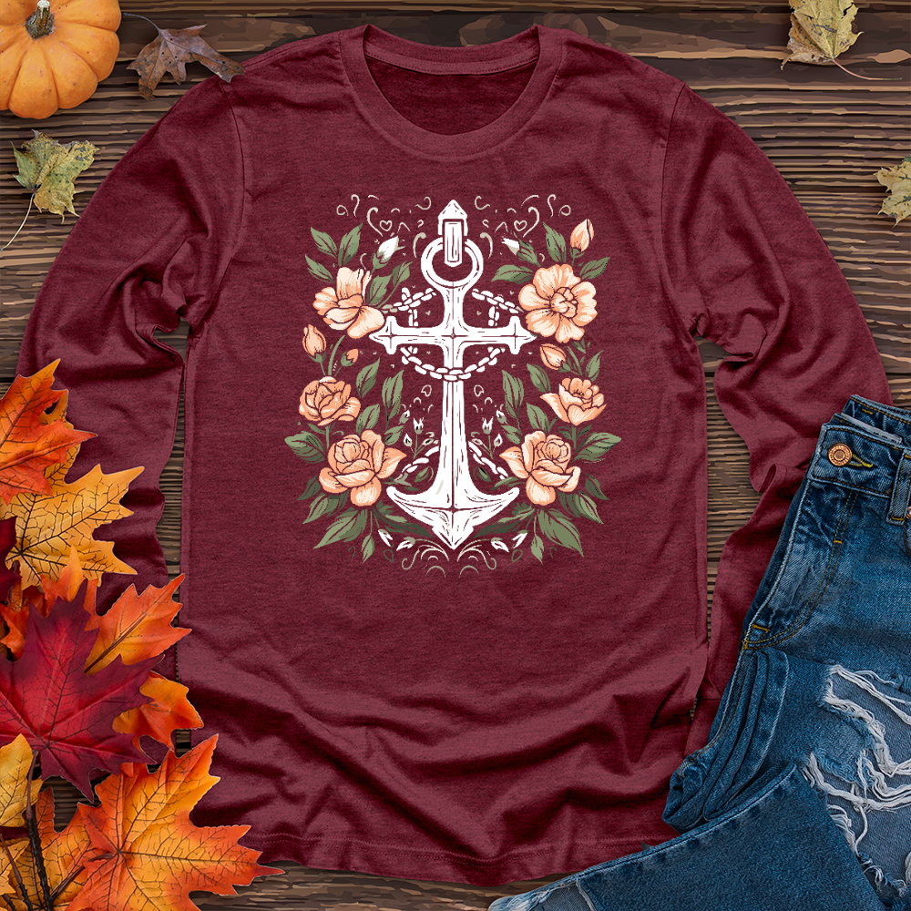 A simple anchor with flower Long Sleeve Tee