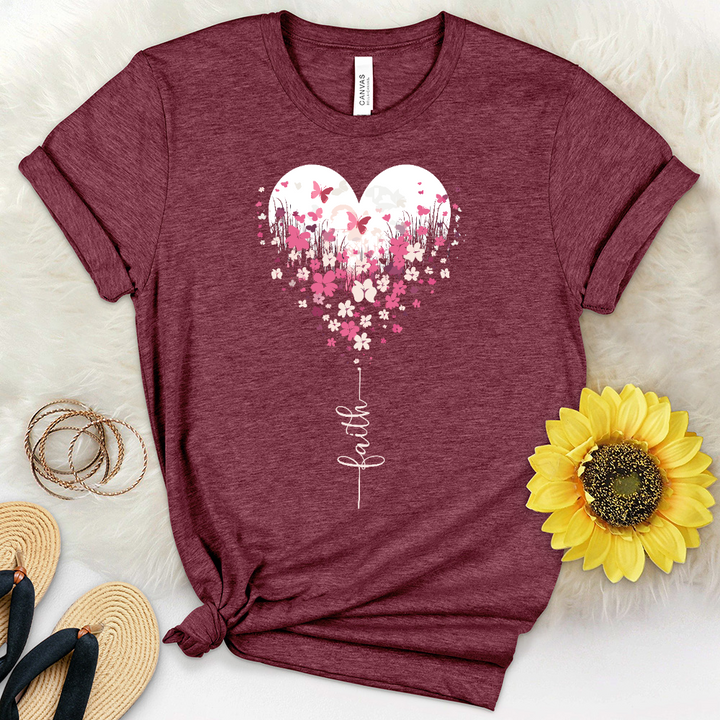 Faith Butterfly Heart Heathered Tee