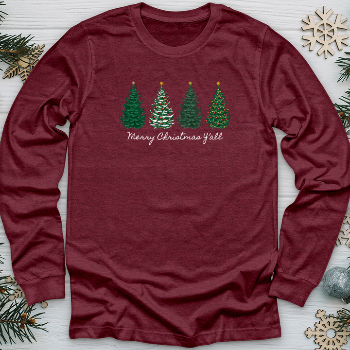 Merry Christmas Y'all Pines Long Sleeve Tee