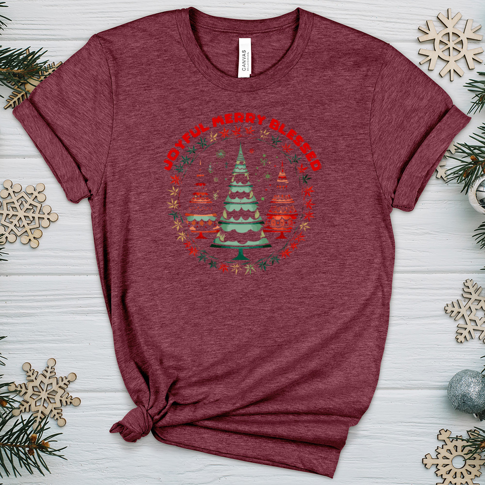 Vintage Christmas Tree Circle Heathered Tee