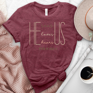 He Loves Us Heathered Tee