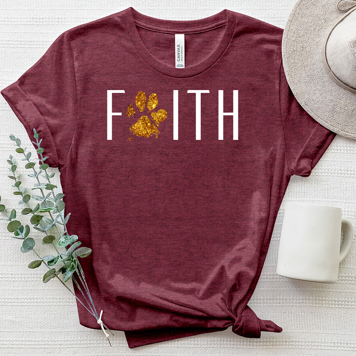 Faith Letters Paw Print Heathered Tee