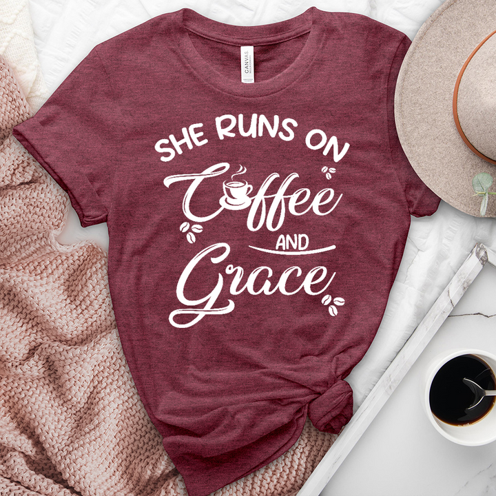 Runs On Grace Heathered Tee