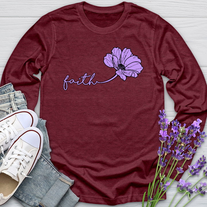 Faith Purple Flower Long Sleeve Tee