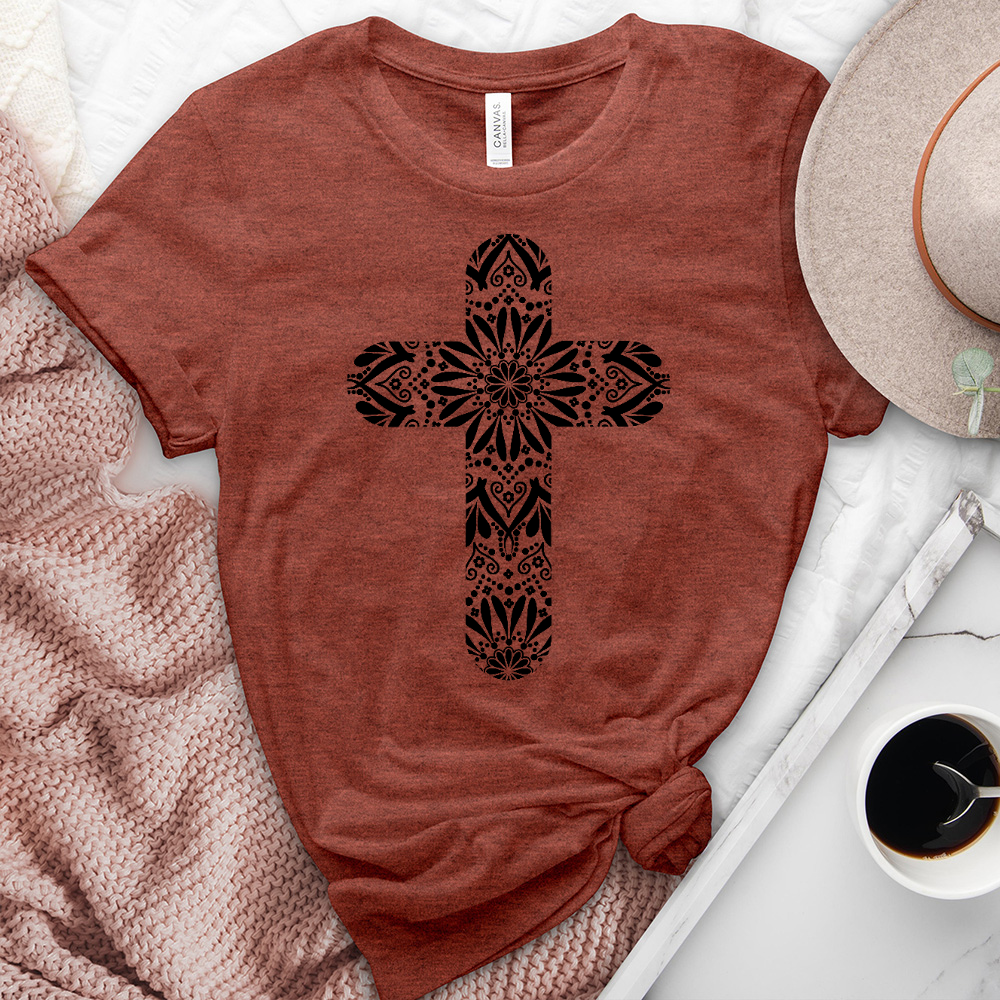 Mandala Cross Heathered Tee