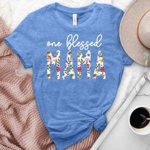 One Blessed Mama White Heathered Tee