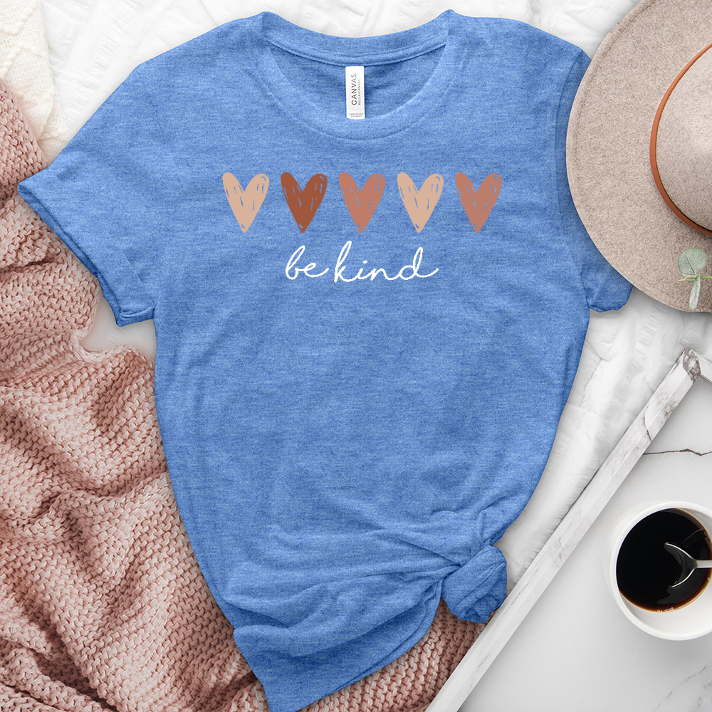 Be Kind Shaded Hearts Heathered Tee