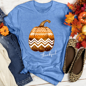 Thankful Gold Glitter Pumpkin Heathered Tee