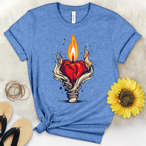 Candle With a Heart Shaped Flame Heathered Tee