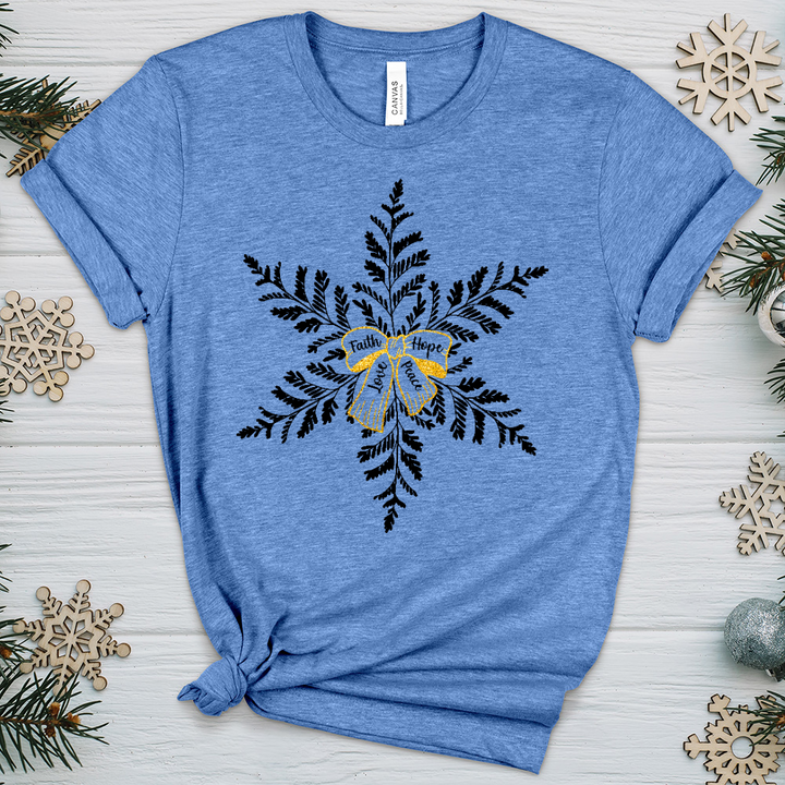 Faith Hope Love Peace Snowflake Heathered Tee