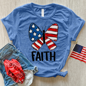 USA Faith Butterfly Heathered Tee