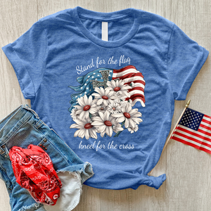 Stand For The Flag American Daises Heathered Tee