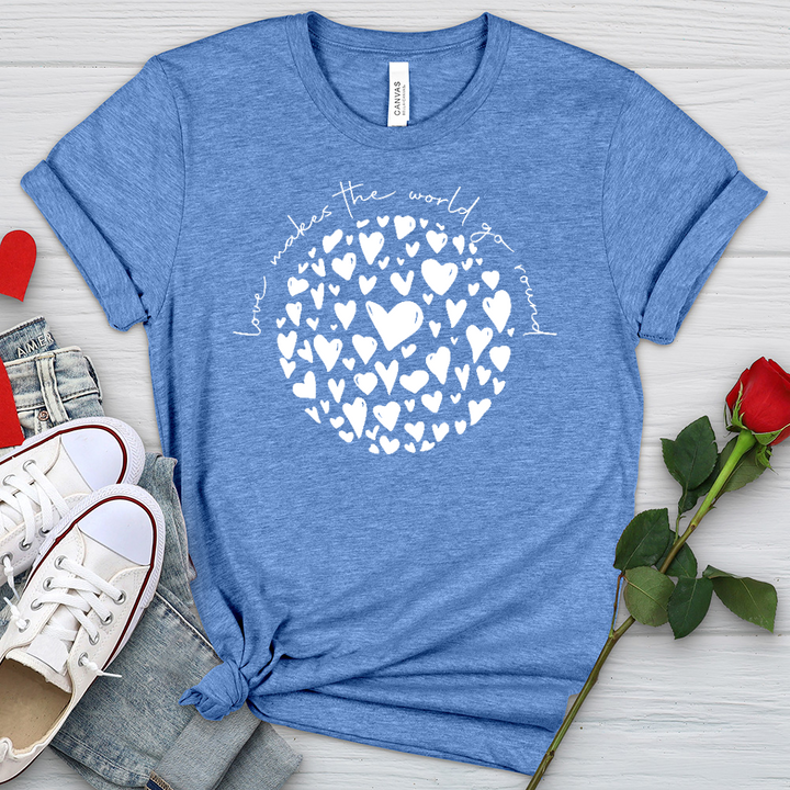Love Makes The World Go Round Heathered Tee
