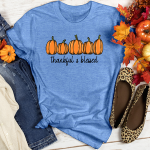 Thankful Row Of Pumpkins Heathered Tee