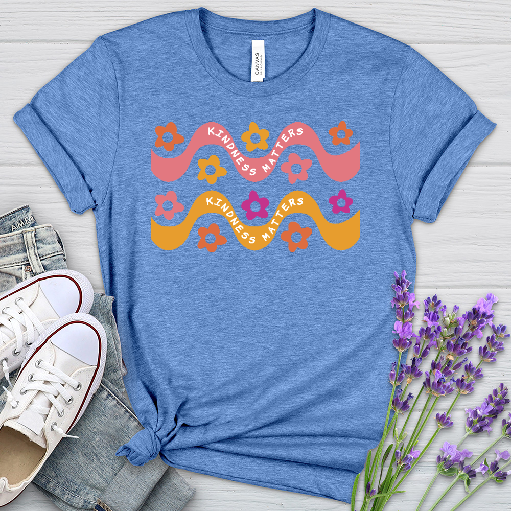 Kindness Matters Daisy Pattern Heathered Tee