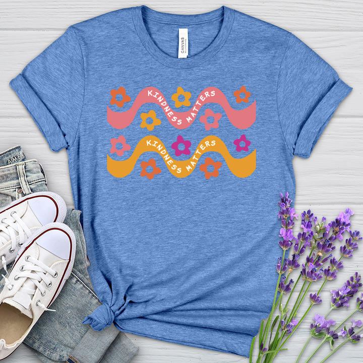 Kindness Matters Daisy Pattern Heathered Tee