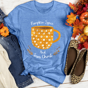 Pumpkin Spice and Jesus Christ Heathered Tee