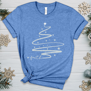 Faith Christmas Tree Silver Sparkle Heathered Tee