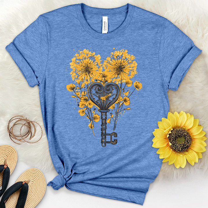 Dandelion Heart Faith Key Heathered Tee