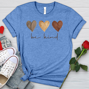 Be Kind Watercolor Hearts Heathered Tee