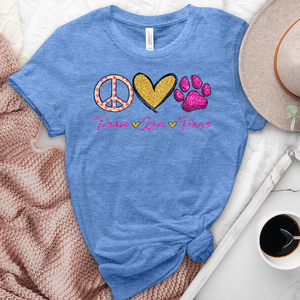 Peace Love Paws Heathered Tee