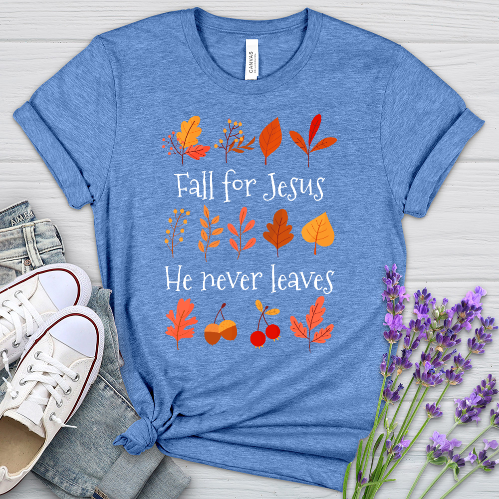 Fall For Jesus Leaf Patterns Heathered Tee