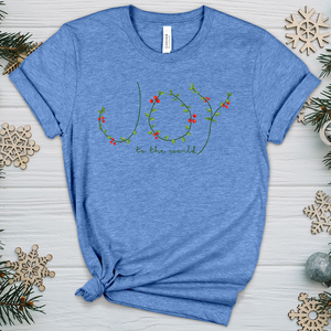 Joy To the World Wreath Letters Heathered Tee