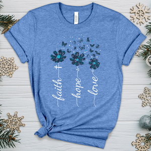 Faith Hope Love Floral V5 Heathered Tee