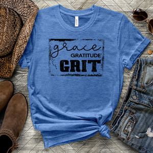 Grace Gratitude & Grit Heathered Tee