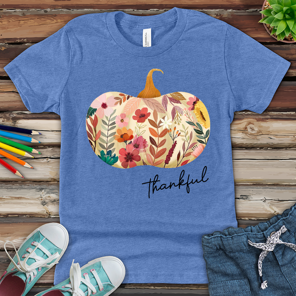 Thankful Garden Pumpkin Youth Heathered Tee