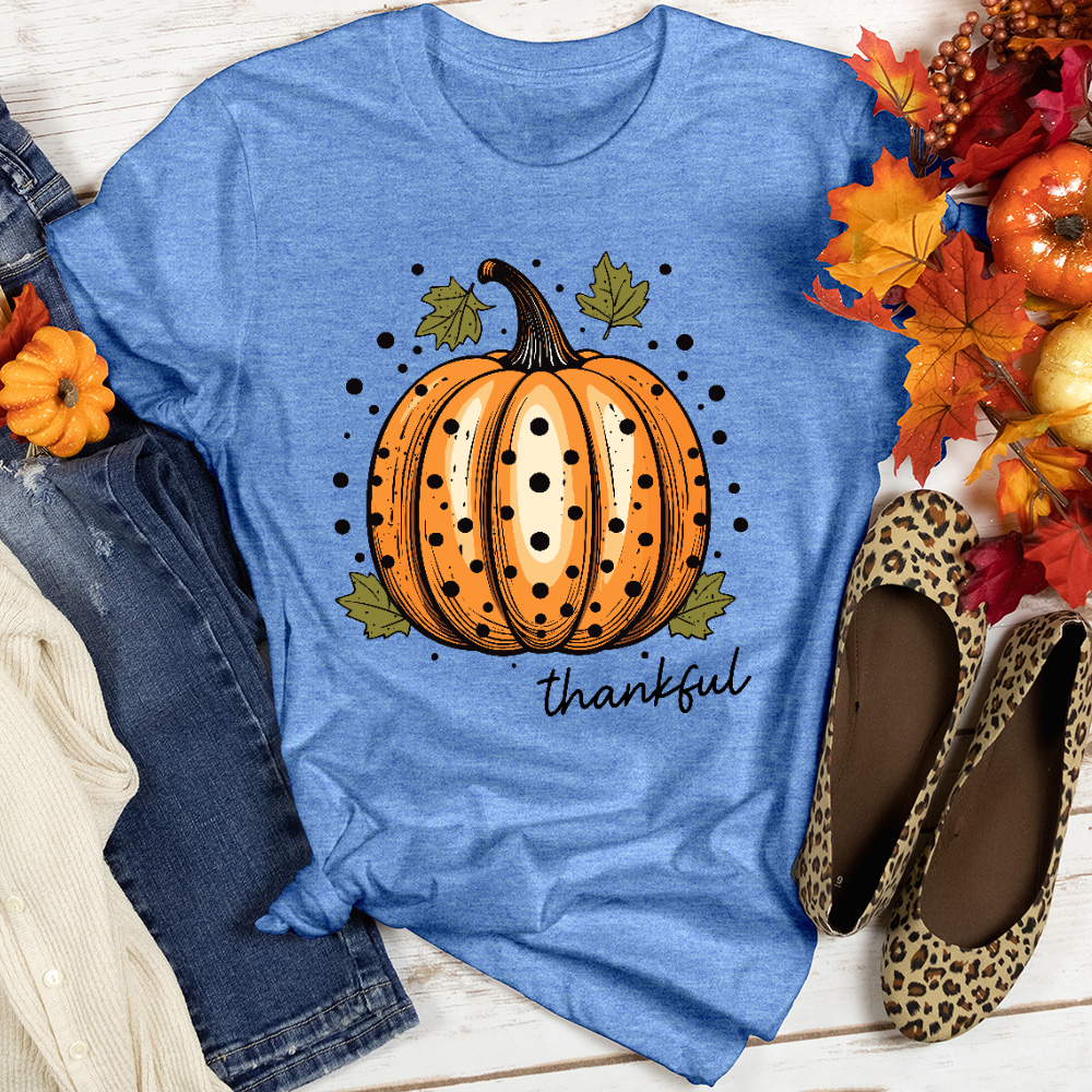 Thankful Spotted Pumpkin Heathered Tee