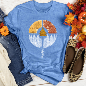 Thankful Pine Trees Circle Heathered Tee