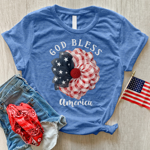 God Bless Wreath Heathered Tee