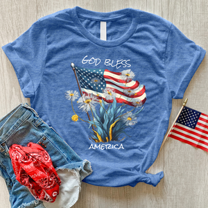 God Bless America Dandelions Heathered Tee