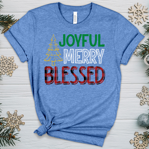 Joyful Merry Blessed Colored Heathered Tee