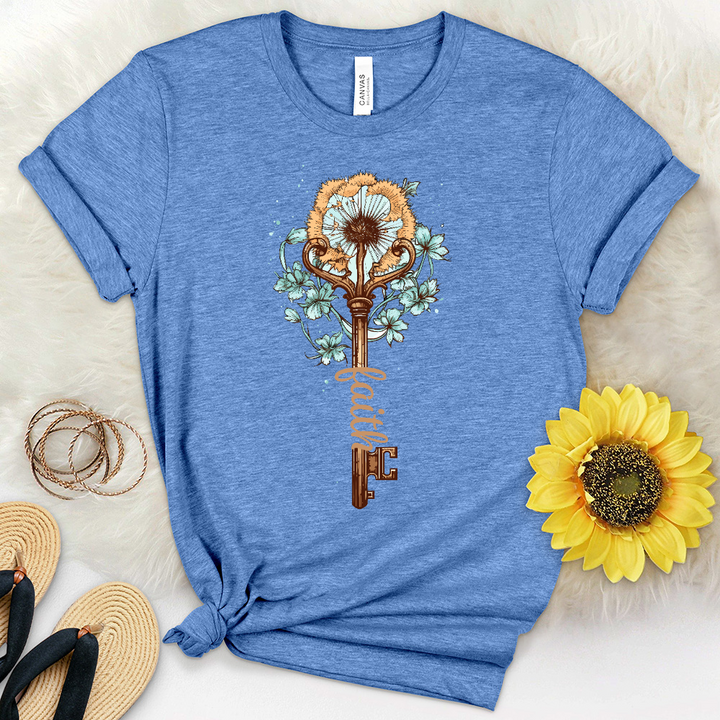 Retro Dandelion Faith Key Heathered Tee