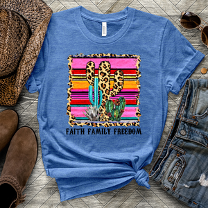 Faith Family Freedom Colored Cactus Heathered Tee