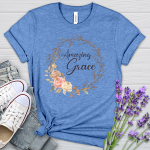 Amazing Grace Floral Wreath Heathered Tee