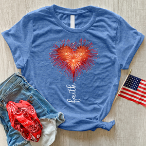 Fireworks Heart Heathered Tee