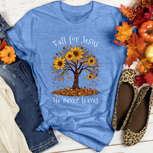 Sunflower Tree Falling Leaves Heathered Tee