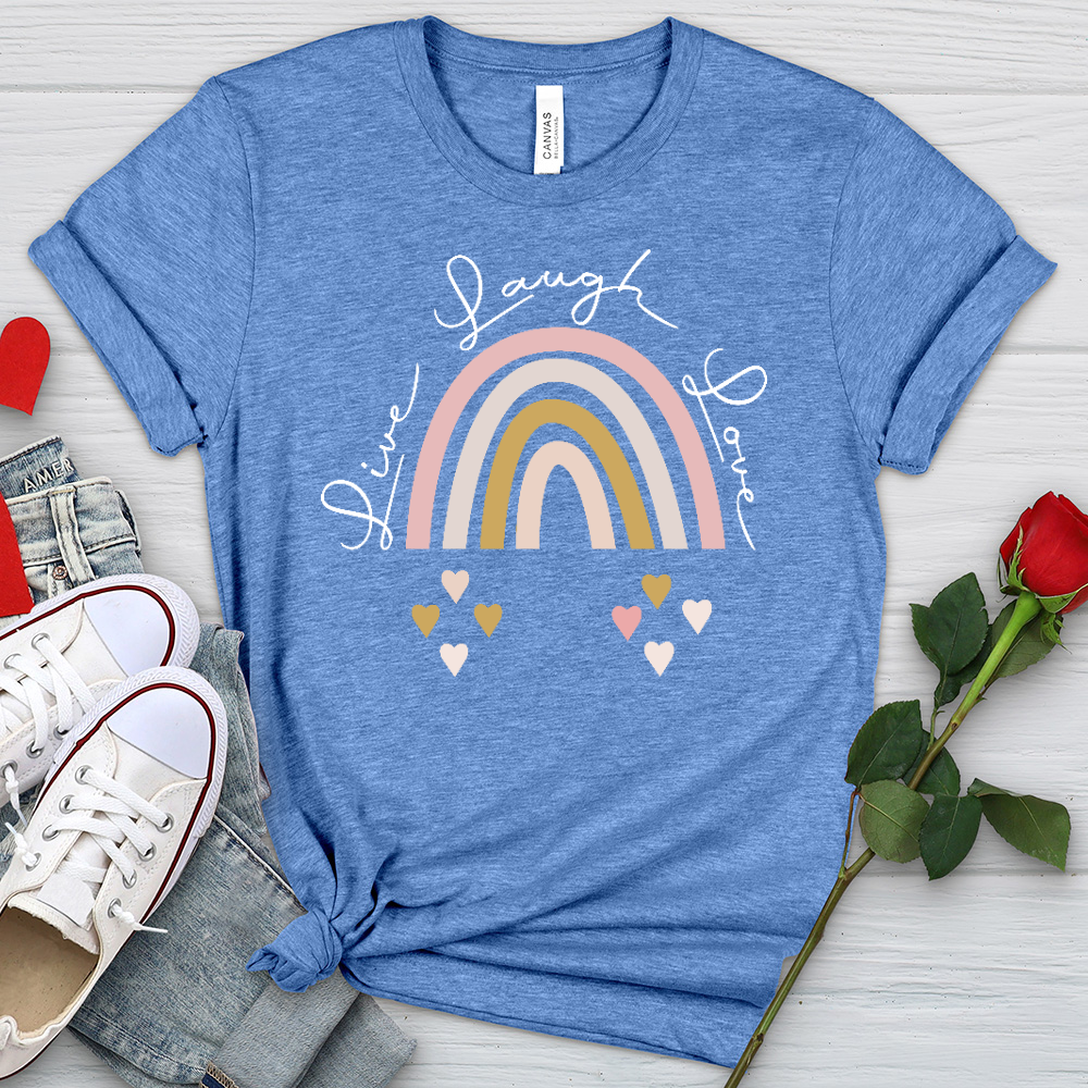 Live Laugh Love Rainbow Heathered Tee