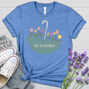 He Is Risen Flower Umbrella Heathered Tee