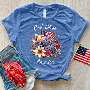 God Bless Wildflowers Heathered Tee