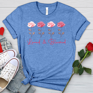 Loved & Blessed Pink Roses Heathered Tee