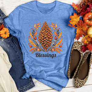 Herringbone Pinecone Blessings Heathered Tee